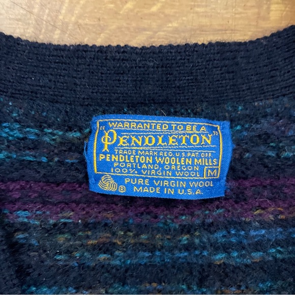 70’s Vintage Pendleton Made in USA Wool Knit Cardigan Sweater Used - Picture 4 of 4